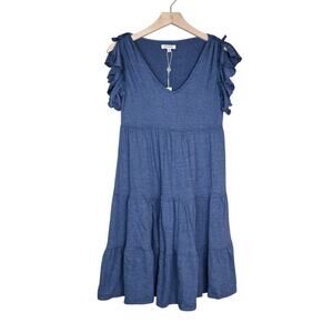 Max Studios Womens XS Ruffle Cap Sleeve Tiered Jersey Babydoll Dress NEW